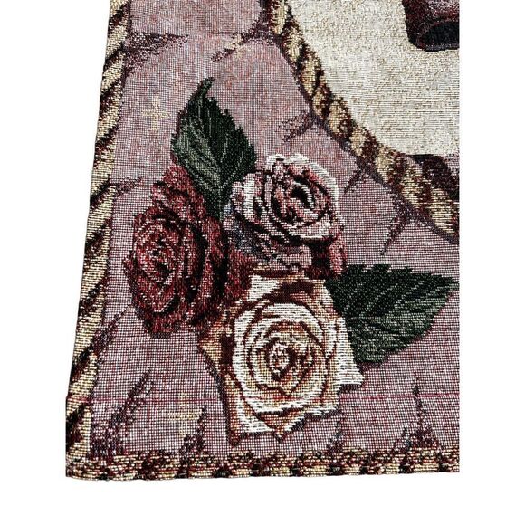 vintage Flower Roses Patten tapestry wall hanging made in USA - Picture 4 of 7